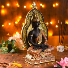 Load image into Gallery viewer, Antique Buddha Figurine with Mirror Detailing
