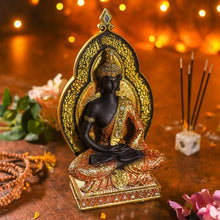 Load image into Gallery viewer, Antique Buddha Figurine with Mirror Detailing