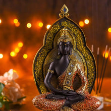 Load image into Gallery viewer, Antique Buddha Figurine with Mirror Detailing