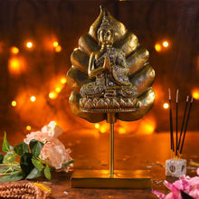 Load image into Gallery viewer, Antique Golden Buddha On Standing Bodhi Leaf