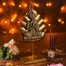 Load image into Gallery viewer, Antique Golden Buddha On Standing Bodhi Leaf