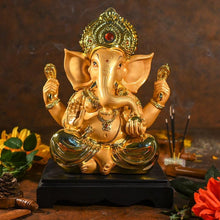 Load image into Gallery viewer, Large Golden Ganesha on Platform