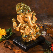 Load image into Gallery viewer, Large Golden Ganesha on Platform
