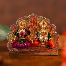 Load image into Gallery viewer, Diamond-Studded Laxmi Ganesh Murti with Swastik
