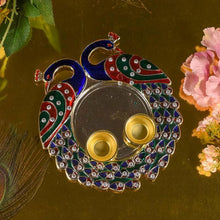 Load image into Gallery viewer, Pretty Minakari Peacock Pooja Platter with Two Bowls