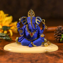 Load image into Gallery viewer, Antique Blue And Golden Ganesha Idol