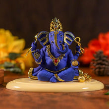 Load image into Gallery viewer, Antique Blue And Golden Ganesha Idol