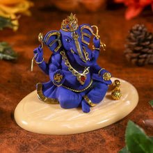 Load image into Gallery viewer, Antique Blue And Golden Ganesha Idol