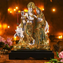 Load image into Gallery viewer, Golden White Radha Krishna With Cow