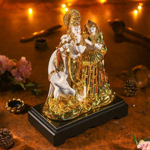 Load image into Gallery viewer, Golden White Radha Krishna With Cow