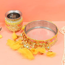 Load image into Gallery viewer, Peach & Yellow Chhanni & Lota Set