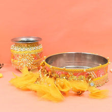 Load image into Gallery viewer, Peach & Yellow Chhanni & Lota Set