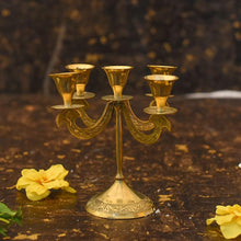 Load image into Gallery viewer, Elegant Brass 5 Arms Candle Holder