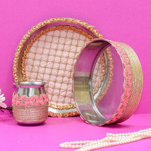Load image into Gallery viewer, Phenomenal Pink & Peach Karwa Chauth Thali Set