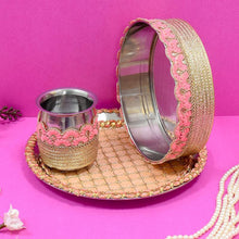 Load image into Gallery viewer, Phenomenal Pink & Peach Karwa Chauth Thali Set