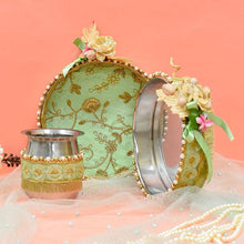 Load image into Gallery viewer, Gorgeous Green Floral Beaded Karwa Chauth Thali Set