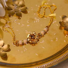 Load image into Gallery viewer, Exquisite Handcrafted 24K Gold Foil Rose Rakhi