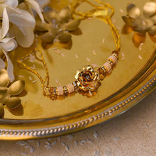 Load image into Gallery viewer, Exquisite Handcrafted 24K Gold Foil Rose Rakhi