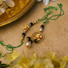 Load image into Gallery viewer, 24K Gold Foil Floral Bhaiya Bhabhi Lumba Rakhi-Set Of 2