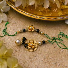 Load image into Gallery viewer, 24K Gold Foil Floral Bhaiya Bhabhi Lumba Rakhi-Set Of 2