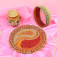 Load image into Gallery viewer, Exquisite Handcrafted Karwa Chauth Thali Set