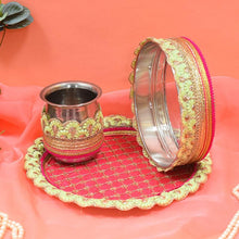 Load image into Gallery viewer, Majestic Mint & Rani Karwa Chauth Thali Set