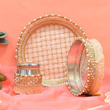 Load image into Gallery viewer, Perfect Peach Beaded Karwa Chauth Thali Set