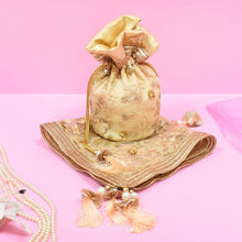 Load image into Gallery viewer, Blissful Beige Potli & Thali Cover Set