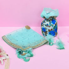 Load image into Gallery viewer, Blissful Blue Potli & Thali Cover Karwa Chauth Set