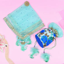 Load image into Gallery viewer, Blissful Blue Potli & Thali Cover Karwa Chauth Set