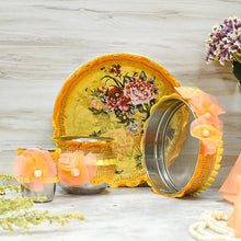 Load image into Gallery viewer, Festive Yellow Flora Karwa Chauth Set
