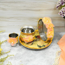 Load image into Gallery viewer, Festive Yellow Flora Karwa Chauth Set