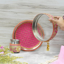 Load image into Gallery viewer, Precious Pink Karwa Chauth Thali Set