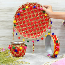 Load image into Gallery viewer, Astonishing Sequence Embroidered Karwa Chauth Thali Set