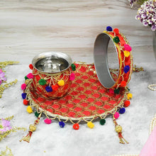 Load image into Gallery viewer, Astonishing Sequence Embroidered Karwa Chauth Thali Set