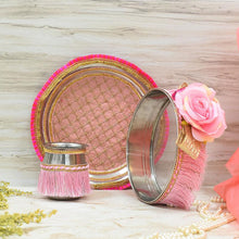 Load image into Gallery viewer, Blush Pink Floral Karwa Chauth Thali Set