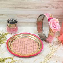 Load image into Gallery viewer, Blush Pink Floral Karwa Chauth Thali Set
