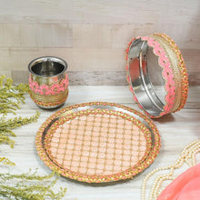 Load image into Gallery viewer, Phenomenal Pink & Peach Karwa Chauth Thali Set