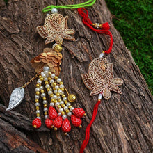 Load image into Gallery viewer, Zari Sequins Beads Ornate Bhaiya Bhabhi Rakhi