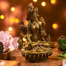 Load image into Gallery viewer, Studded Brass Tara Statue