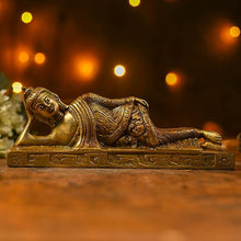 Load image into Gallery viewer, Antique Brass Sleeping Buddha Idol