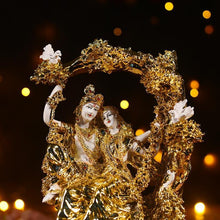 Load image into Gallery viewer, Antique Coral Gold And White Radha Krishna on Jhula