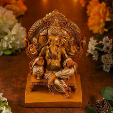 Load image into Gallery viewer, Antique Brown Ganesha On Singhasan