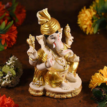 Load image into Gallery viewer, Divine Cream And Golden Sitting Ganesha