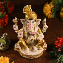 Load image into Gallery viewer, Divine Cream And Golden Sitting Ganesha