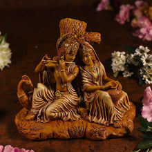 Load image into Gallery viewer, Beautiful Brown Radha Krishna Statue In Sitting Position