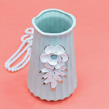 Load image into Gallery viewer, Tourqish Vase Pearl White Flower With Leaf