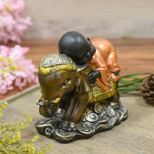 Load image into Gallery viewer, Cute Monk Sleeping On Elephant Showpiece