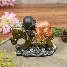 Load image into Gallery viewer, Cute Monk Sleeping On Elephant Showpiece