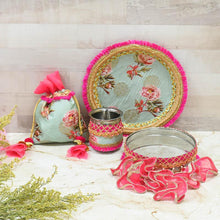 Load image into Gallery viewer, Blooming Peonies Floral Karwa Chauth Thali Set